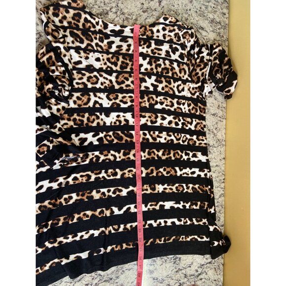 Ruby Rd Womens Medium Tunic Top Leopard Stripe Studed Neckline Rayon Mob Wife - Picture 8 of 9